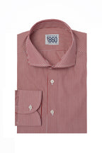 Camicia Lipari - popeline doppio ritorto 100% puro cotone bacchettato bianco e rosso