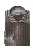 Camicia Arpino -  popeline 100% puro cotone riga bianco e marrone