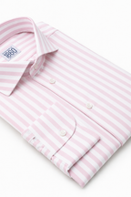 Camicia Alicante - twill 100% cotone, bacchettato bianco e rosa