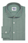 Camicia Argentario - popeline 100% puro cotone, fantasia rigata bianco e verde