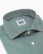Camicia Argentario - popeline 100% puro cotone, fantasia rigata bianco e verde