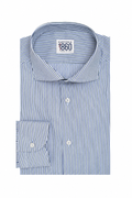 Camicia Cambrige - twill 100% cotone, fantasia rigata blu e verde