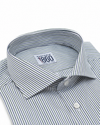 Camicia Cambrige - twill 100% cotone, fantasia rigata blu e verde