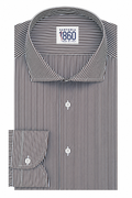 Camicia Gubbio - popeline 100% puro cotone, fantasia rigata bianco e marrone