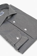 Camicia Gubbio - popeline 100% puro cotone, fantasia rigata bianco e marrone