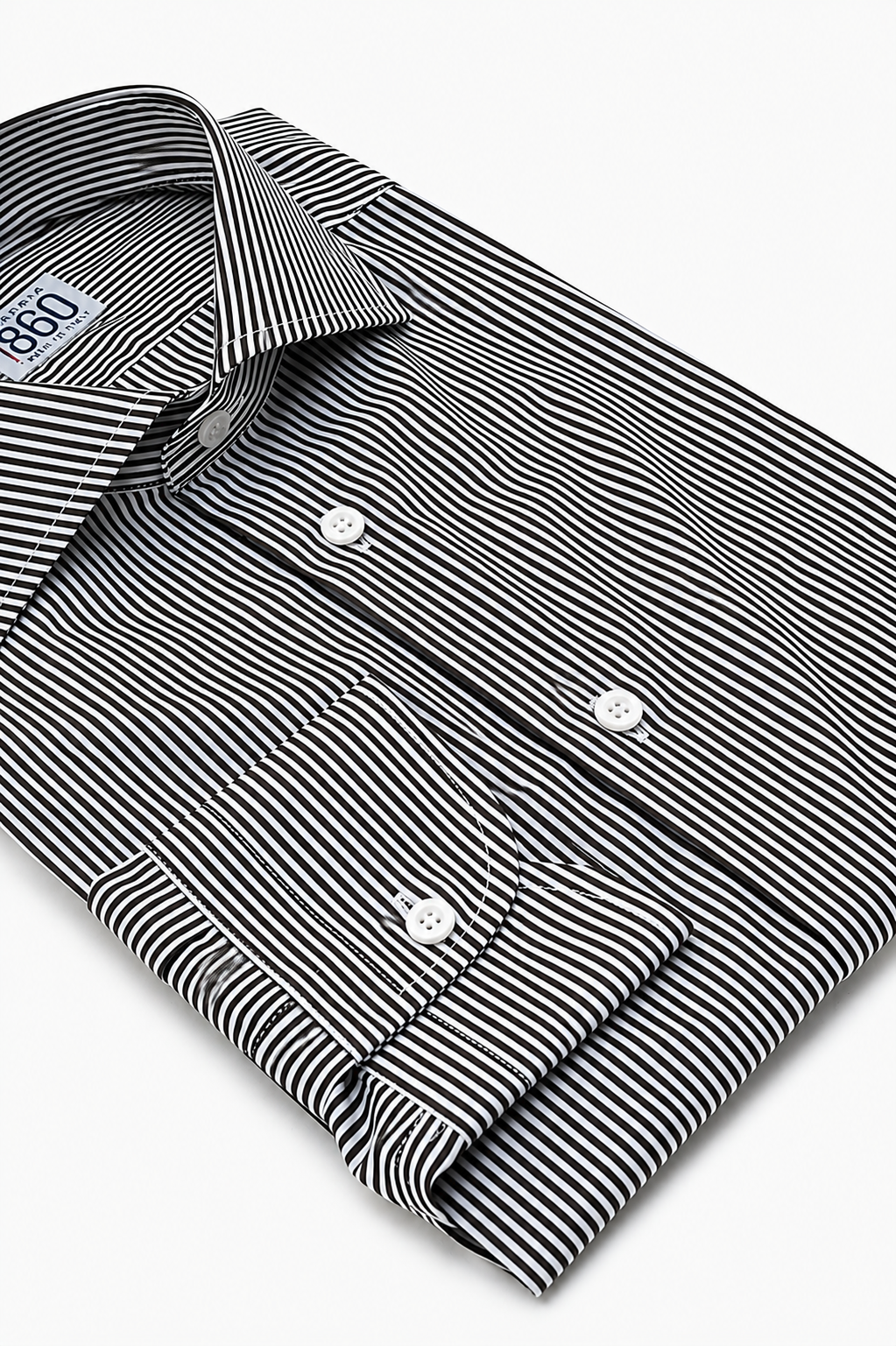 Camicia Gubbio - popeline 100% puro cotone, fantasia rigata bianco e marrone