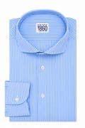 Camicia Ivrea - lycra no stiro rigata bianco e celeste