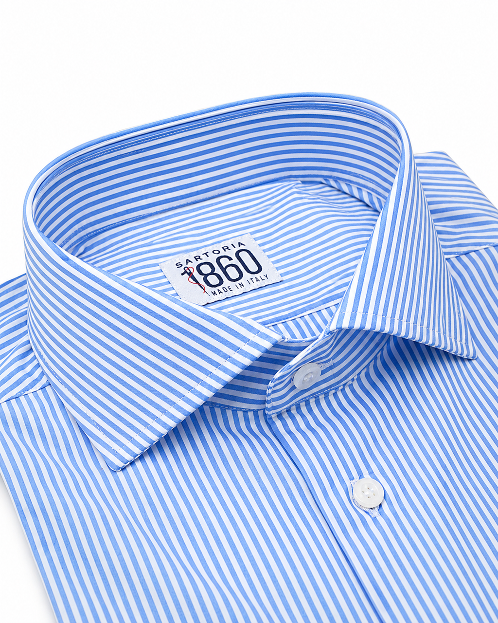 Camicia Ivrea - lycra no stiro rigata bianco e celeste