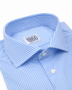 Camicia Ivrea - lycra no stiro rigata bianco e celeste
