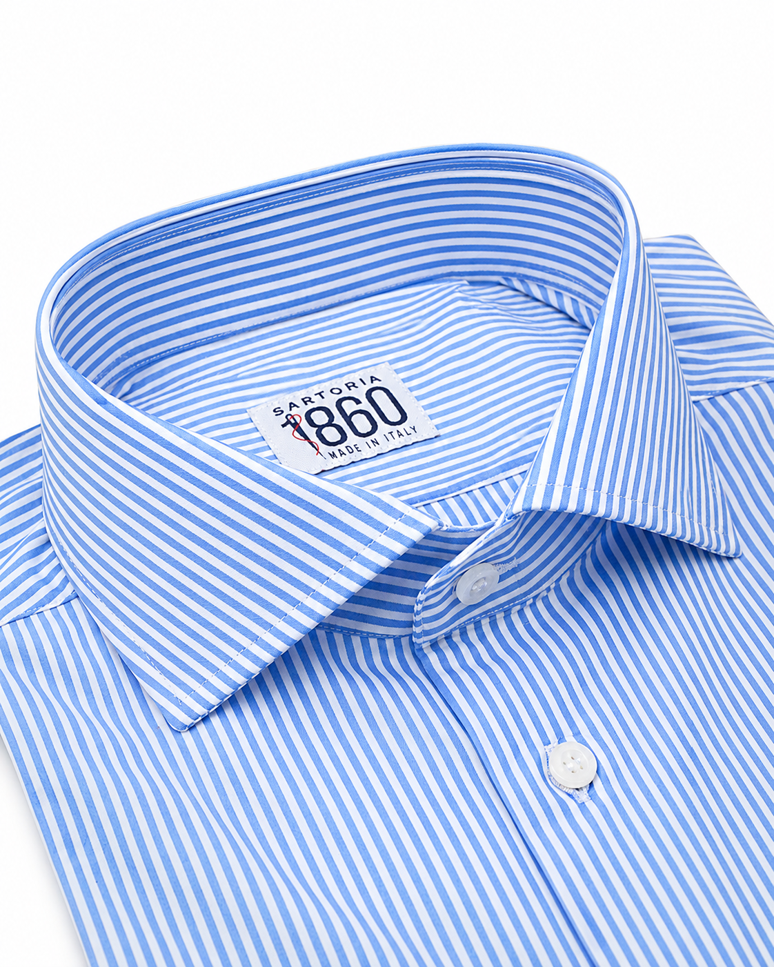 Camicia Ivrea - lycra no stiro rigata bianco e celeste