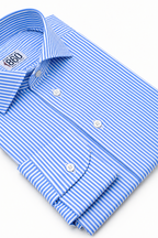 Camicia Ivrea - lycra no stiro rigata bianco e celeste