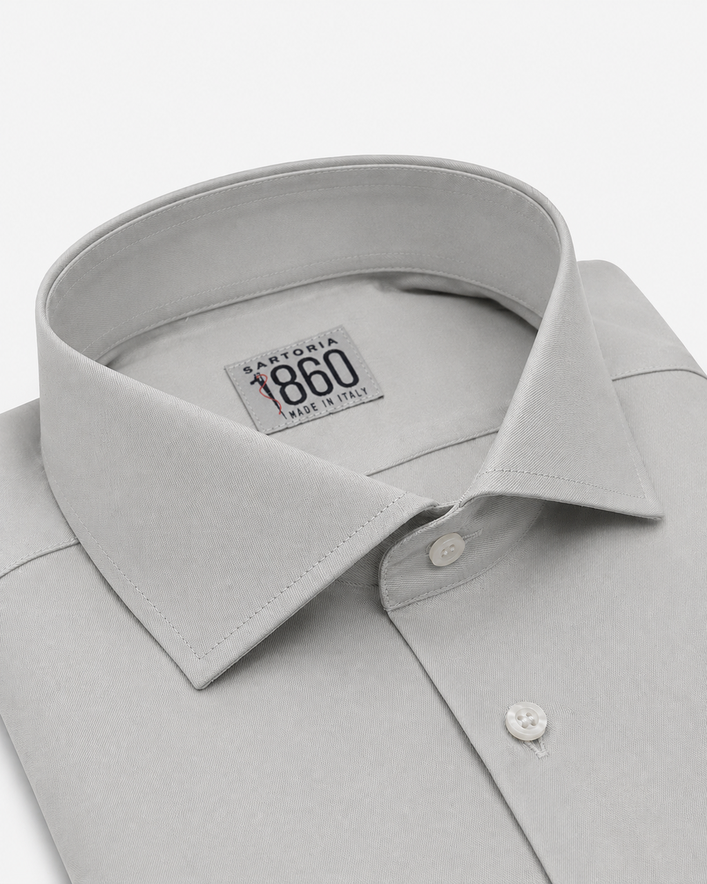 Camicia Jesi- twill no stiro, tinta unita grigio perla