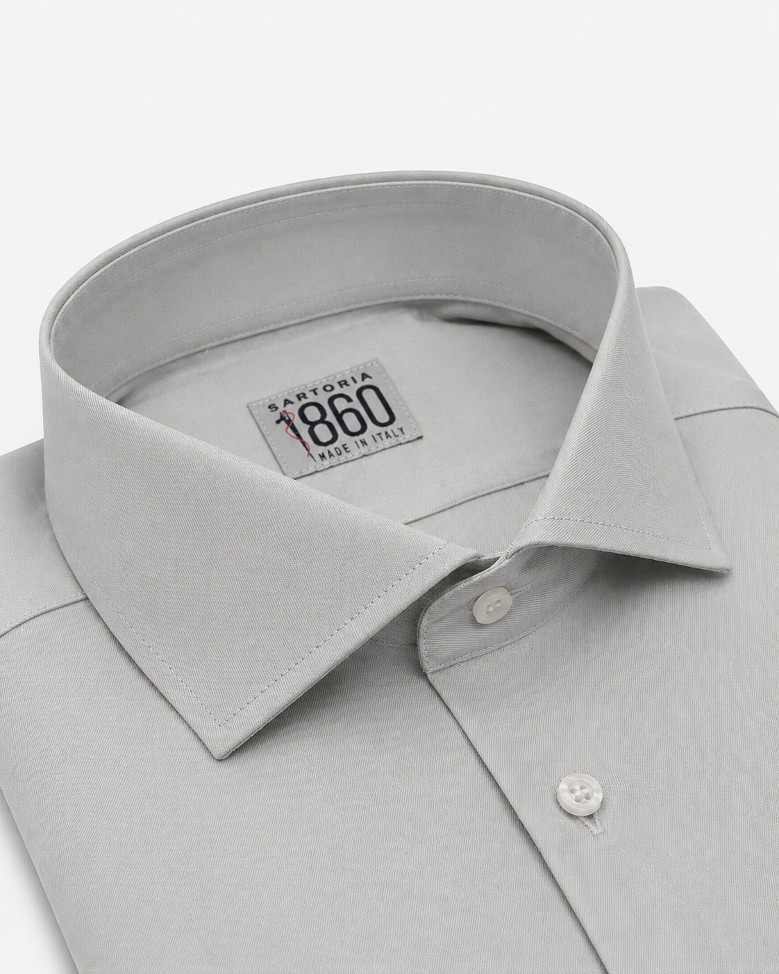 Camicia Jesi- twill no stiro, tinta unita grigio perla