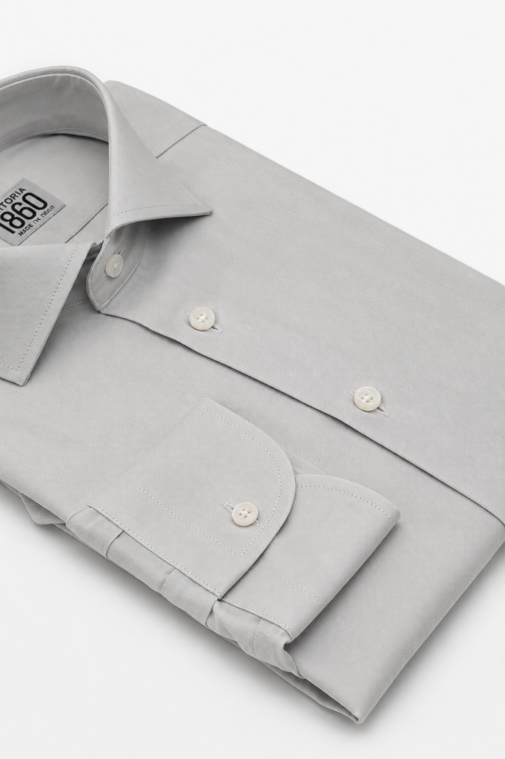 Camicia Jesi- twill no stiro, tinta unita grigio perla