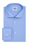 Camicia Lione - popeline 100% puro cotone, fantasia rigata bianco e celeste