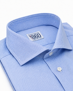 Camicia Lione - popeline 100% puro cotone, fantasia rigata bianco e celeste