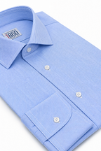 Camicia Lione - popeline 100% puro cotone, fantasia rigata bianco e celeste