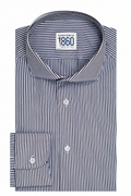 Camicia Norcia - lycra no stiro rigata bianco e marrone