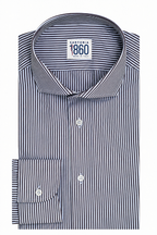 Camicia Norcia - lycra no stiro rigata bianco e marrone