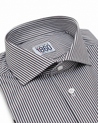 Camicia Norcia - lycra no stiro rigata bianco e marrone