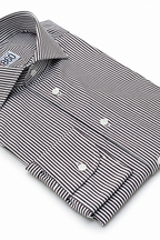 Camicia Norcia - lycra no stiro rigata bianco e marrone