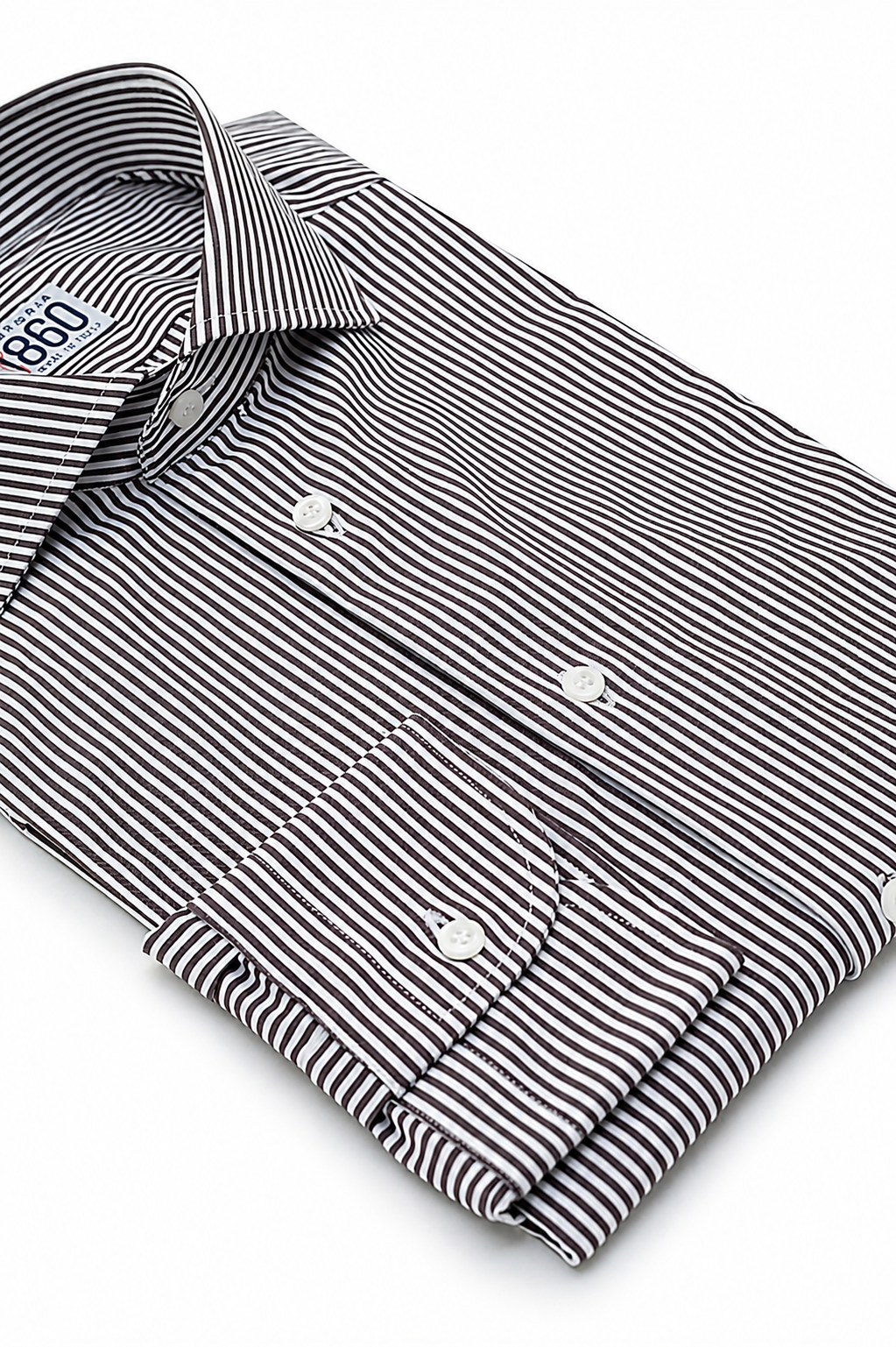Camicia Norcia - lycra no stiro rigata bianco e marrone