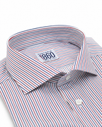 Camicia Noto - twill 100% cotone, fantasia rigata blu e rosso
