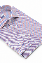 Camicia Noto - twill 100% cotone, fantasia rigata blu e rosso