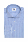 Camicia Otranto - twill 100% cotone, fantasia rigata blu e celeste