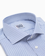 Camicia Otranto - twill 100% cotone, fantasia rigata blu e celeste