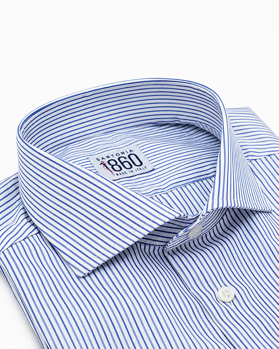 Camicia Otranto - twill 100% cotone, fantasia rigata blu e celeste