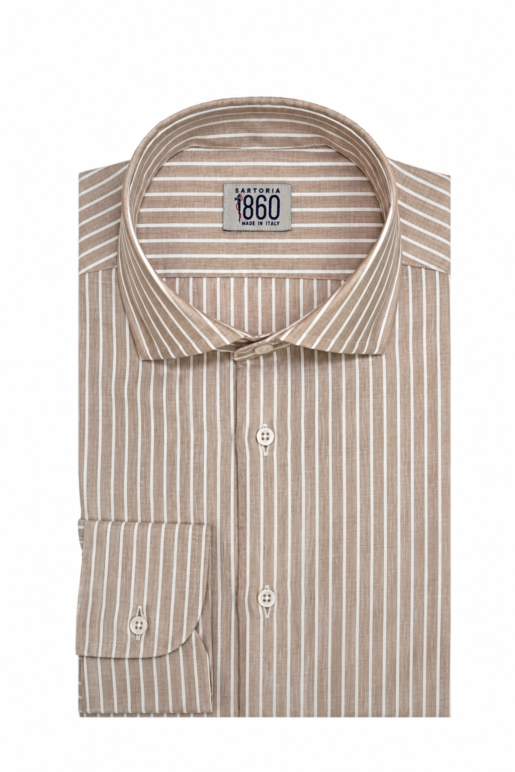 Camicia Lanzarote - 100% lino bacchettato bianco e beige