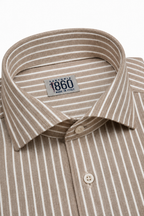 Camicia Lanzarote - 100% lino bacchettato bianco e beige