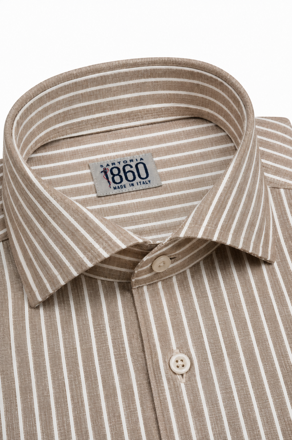 Camicia Lanzarote - 100% lino bacchettato bianco e beige