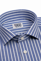 Camicia Alghero - 100% lino bacchettato bianco e blu