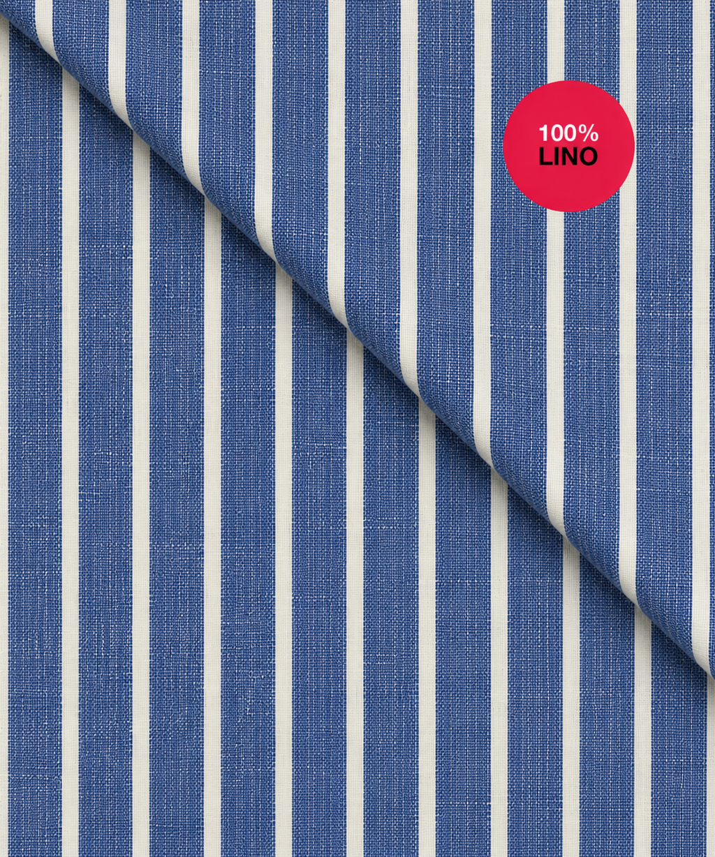 Camicia Alghero - 100% lino bacchettato bianco e blu