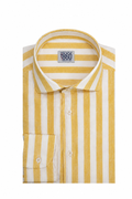 Camicia Riomaggiore - 100% lino bacchettato bianco e giallo