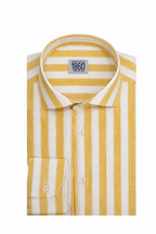 Camicia Riomaggiore - 100% lino bacchettato bianco e giallo