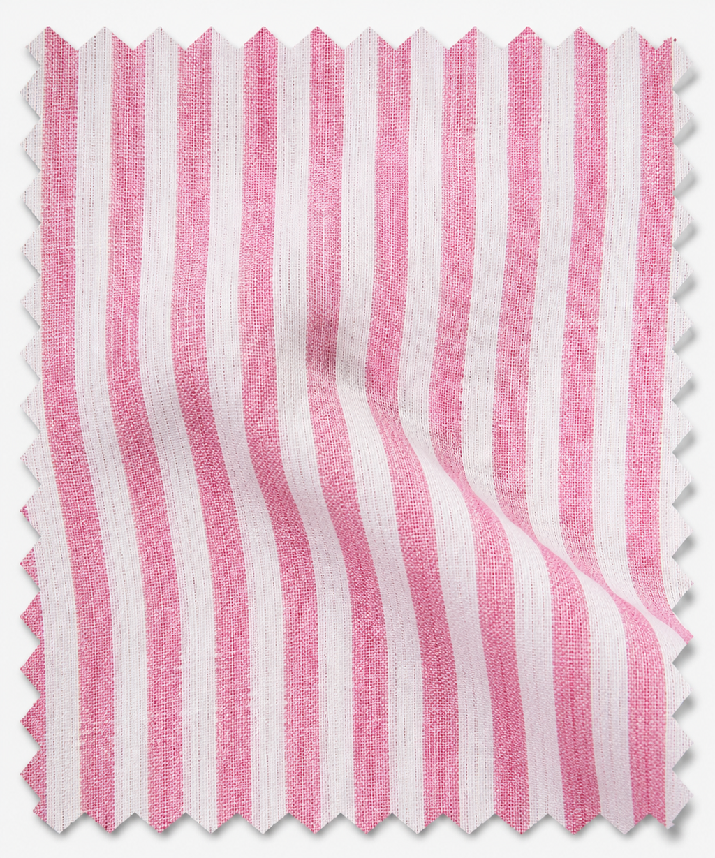 Camicia Saint-Tropez- 100% lino bacchettato bianco e rosa scuro