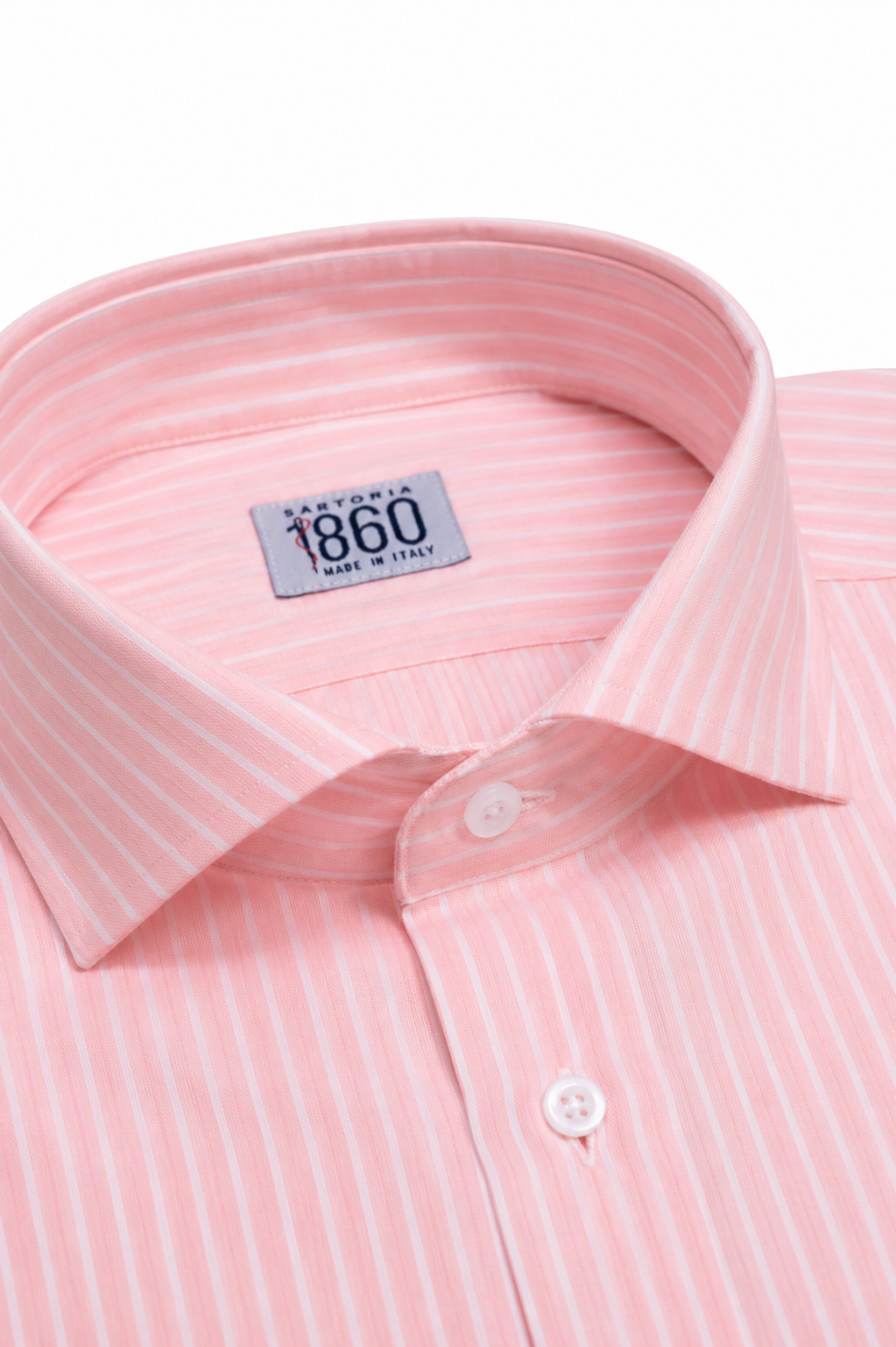 Camicia Maddalena - 100% lino bacchettato bianco e rosa