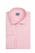 Camicia Maddalena - 100% lino bacchettato bianco e rosa