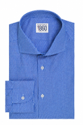 Camicia Spoleto, 100% cotone pied de poule bianco e azzurro