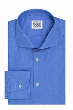 Camicia Spoleto, 100% cotone pied de poule bianco e azzurro