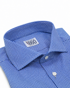 Camicia Spoleto, 100% cotone pied de poule bianco e azzurro