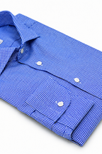 Camicia Spoleto, 100% cotone pied de poule bianco e azzurro