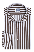 Camicia Toledo - twill 100% cotone, bacchettato bianco e marrone