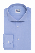 Camicia Tolosa - popeline 100% puro cotone, fantasia rigata bianco e azzurro