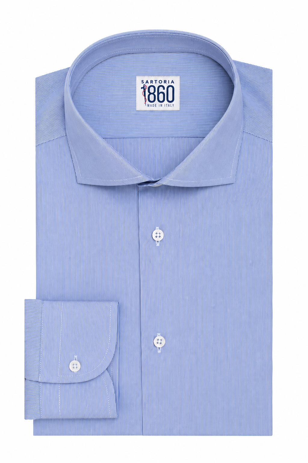 Camicia Tolosa - popeline 100% puro cotone, fantasia rigata bianco e azzurro
