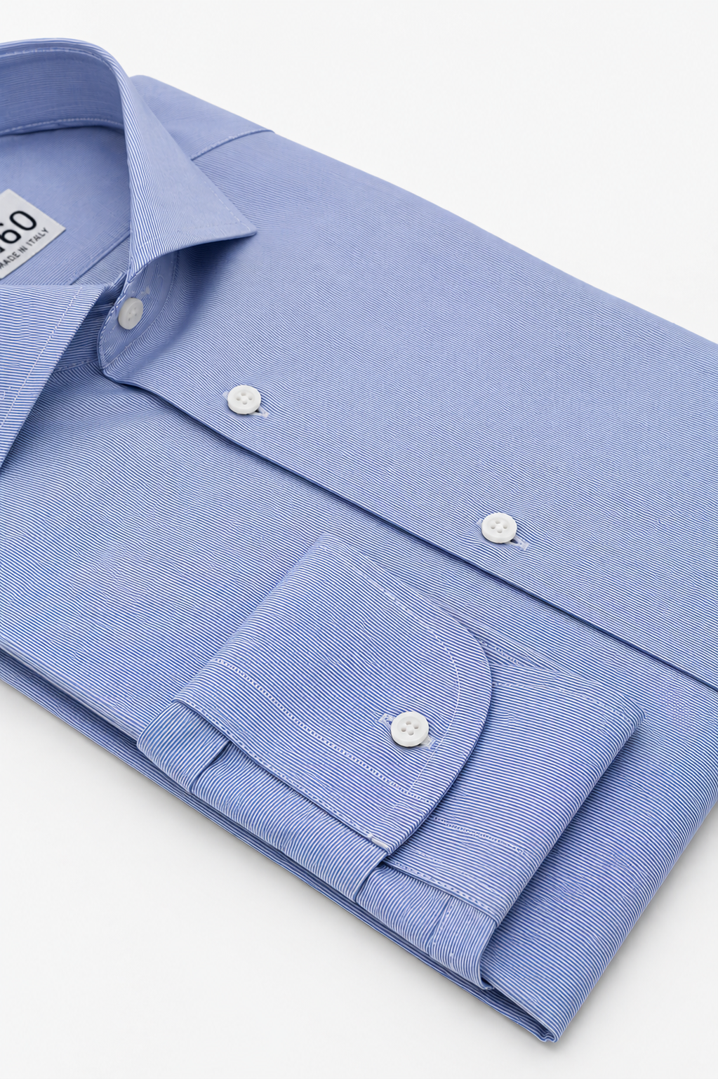 Camicia Tolosa - popeline 100% puro cotone, fantasia rigata bianco e azzurro