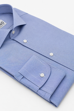 Camicia Tolosa - popeline 100% puro cotone, fantasia rigata bianco e azzurro